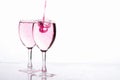 Coloring diffuse in water inside wine glass Royalty Free Stock Photo