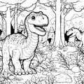 AI generated dinosaurs in forest