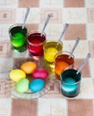 Coloring eggs for Easter holiday Royalty Free Stock Photo