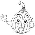 Coloring Fig Fruit Character with Thumbs Up Royalty Free Stock Photo