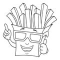 Coloring French Fries Bag with 3d Glasses Royalty Free Stock Photo