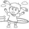Coloring Girl Playing Hula Hoop in the Park Royalty Free Stock Photo