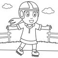 Coloring Girl with Rollerblade in the Park Royalty Free Stock Photo