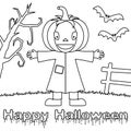 Coloring Halloween Monsters - Scarecrow Royalty Free Stock Photo