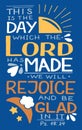 Coloring hand lettering with bible verse This is the day the Lord has made. Psalm. Royalty Free Stock Photo