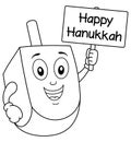 Coloring Hanukkah Dreidel Holding Sign Royalty Free Stock Photo