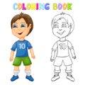 Coloring happy boy isolated