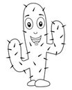 Coloring Happy Cartoon Cactus Character