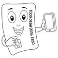 Coloring Happy Credit Card with Cell Phone Royalty Free Stock Photo