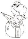 Coloring dino with milk