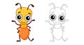Coloring Insect for children coloring book. Funny Ant in a cartoon style. Trace the dots and color the picture