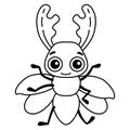 Coloring Insect for children coloring book.Funny stag beetle in a cartoon style