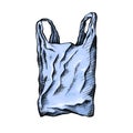 Coloring line drawing of a plastic bag. Environmental pollution. The object is separate from the background. Vector scribble