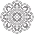 Flower Floral Lotus Mandala Design Coloring Leaves Henna Mehndi Meditation Tattoo Decoration Ethnic Oriental Book Page Royalty Free Stock Photo