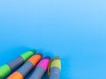 Coloring markers on a blue light background. Copy-space Royalty Free Stock Photo