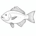 Coloring Outline Of Yellowtail Flyfish In Bob Ross Style Royalty Free Stock Photo