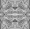 Coloring page abstract pattern with maze of ornaments. Psychedelic stylish card with black and white amazing mandala.