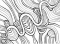 Coloring page abstract pattern, maze wavy of ornaments. Psychedelic stylish card. Vector hand drawn illustration Royalty Free Stock Photo