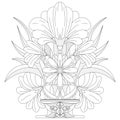 Coloring page for adult. Flowers.