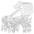 Coloring page for adults. Christmas shoe.