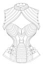 Coloring page for adults. Corset with bolero.