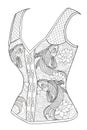 Coloring page for adults. Corset with fish.