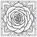 Metallic Rose Coloring Page With Art Deco Flair