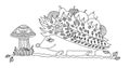 Coloring page for adults. Funny hedgehog