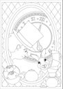 Coloring Page. Alice in Wonderland. Mad tea party. Royalty Free Stock Photo