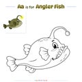 Coloring Page Angler Fish Royalty Free Stock Photo