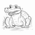 Coloring Page: Animated Alligator In Water