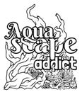 Coloring Page Aquascape illustration with slogan writing on white background