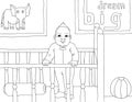 coloring page babies like to stand in their beds which are decorated with lots of decorations