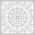 Coloring Page Book for Adults Square Format Floral Mandala Design Vector Illustration