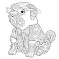 Zentangle pug dog coloring page Royalty Free Stock Photo
