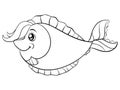 A coloring page,book a cartoon fish image for children.Line art style illustration. Royalty Free Stock Photo