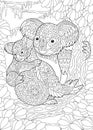 Zentangle koala bears Royalty Free Stock Photo