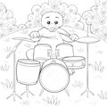 Coloring page,book a cute playing bear image for children,line art style illustration for relaxing.