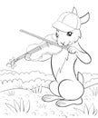 Coloring page,book a cute playing rabbit image for children,line art style illustration for relaxing.