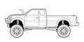 Coloring page for book and drawing. Offroad drive vehicle. Black contour sketch illustrate Isolated on white background. Royalty Free Stock Photo