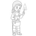 Coloring page with builder woman