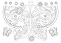 Coloring page with butterfly