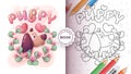 Cartoon character pretty animal dog - coloring book