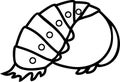 Coloring page. Cartoon pupa of ladybird on white background