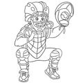 Coloring page with catcher baseball player