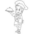 Coloring page with chef, chief cook