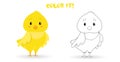 Coloring page for children. Color it. Little cute chicken vector illustration