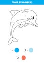 Coloring page for children. Cute cartoon blue dolphin Royalty Free Stock Photo