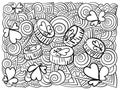 Coloring page with clover shamrocks and coins for luck, symbols of Patrick\'s day with ornate patterns for festive activity