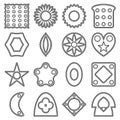 Set of simple different shapes for coloring. Vector illustrations for little children. Contour and transparent shapes.